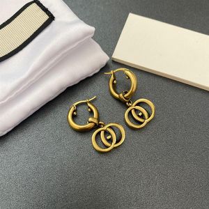 Designer de luxo jóias femininas brincos diamante studs com selo bronze com banhado a ouro carta brinco elegante novo fashion254a