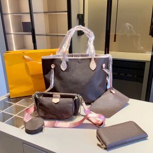 Torba designerska duża pojemność Klasyczne stare zakupy kwiatowe pełna torebka najwyższej jakości skóra 3PCS/zestaw kobiet Crossbody ramię to torba torebka z portfelem 02