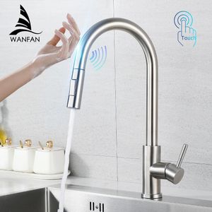 Kökskranar Smart Touch Crane för sensor Vatten TAP Sink Mixer Rotera kran KH1015 231211