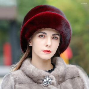 Beralar 2023 Rus kürk kayak şapkası Kış Sıcak Mink Kapakları Kadınlar İçin Earflap Balıkçı Çiçek Havzası Kapağı