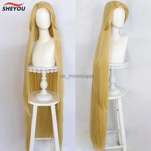 Cosplay perukları film rapunzel cosplay peruk prenses uzun düz altın ısıya dayanıklı sentetik saç anime cosplay perukları + peruk kapl240124
