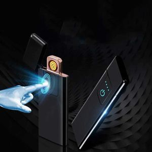 2023 Windproof USB Charging Touch Sensing Lighter Outdoor Coil Tungsten Wire Electric Flameless High end Gift for Men