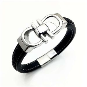 magnetic gold titanium energy Bracelets balance slake Leather braided men's snaps jewelry gift for charm mens power cords bra1815