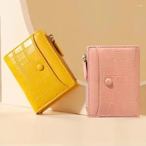 Plånböcker 2023 varumärkesdesign läder kvinnors plånbok stenmönster korta shopping damer pu blixtlås mynt handväska carteras para mujer