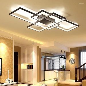 Plafoniere Lampadario a LED quadrato nordico utilizzato per soggiorno cucina camera da letto decorazione domestica nera illuminazione di lusso