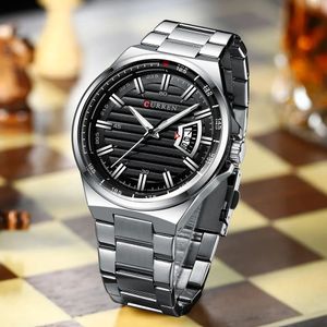 Armbanduhren Curren 8375 Luxusmarke Quarzuhr Edelstahlband Armbanduhr Modestil Uhr Mann Auto Datum Relogio Masculino 231211
