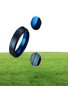 Anello da uomo unico sottile linea blu con finitura opaca in acciaio inossidabile anillo masculino Accessori per regali da uomo gioielli9579112