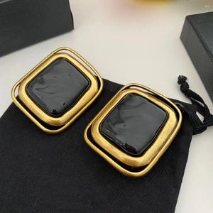 Backs Earrings Black Medieval Ear Clip Rectangular Temperament Exaggerated Jewelry