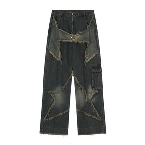 Spodnie damskie Capris Women Overize gwiazdy estetyczne dżinsy y2k vintage koreańskie spodnie uliczne dżinsy szerokie nogi dżinsy dżinsowe spodnie męskie ubrania 231211