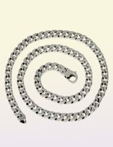 100 catene in argento sterling massiccio S925 Miami cubano collana per uomo donna gioielleria raffinata serratura 7mm 50 55 60CM catena con chiusura serbatoio X0501960280