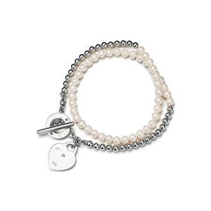 letter T iff designer Steel seal letterHeart-shaped pearl English tag bracelet high quality bracelet lock chain metal texture S925 silver gifts original packaging