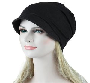 Donne Soild Musulmano Turbante Caps India Cappello Stretch Sciarpa Ruffle Cancro Chemio Beanie Foulard Perdita di capelli Testa Avvolgente Cappello T1P4950549