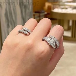 Designer Bvlgary Wide Snake Head Full Diamond Ring Personality Opening Index Finger Snake Net Red Snake Ring Female Light Luxury Middle Finger Snake Bone Ring