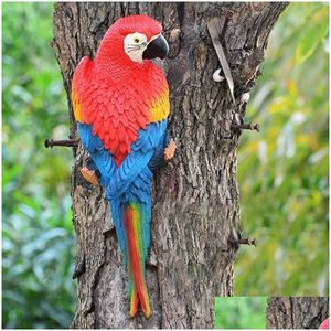 Juldekorationer Juldekorationer Främjande harts Parrot Staty Väggmonterad DIY Utomhus Garden Tree Decoration Animal Scptu Dhoal