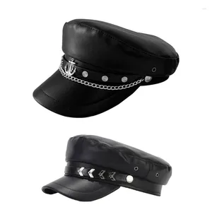 Berretti per adulti Punk in lega distintivo cappello adolescenti PU ottagoni berretto ragazze donne carnevale prendendo Po