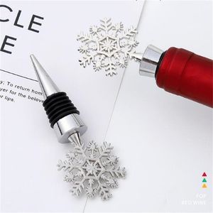 Kış Düğün Favor Bar Araçları Gümüş Bitmiş Kar Tanesi Şarap Tıpa Basit Paket Noel Partisi Dekoratifleri