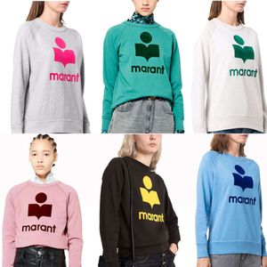 23aw French Isabels Marants Women's Hoodies Sweatshirts Classic Flocking Print Round Neck Raglan Sleeve Terry Sweater Women's Casual Top