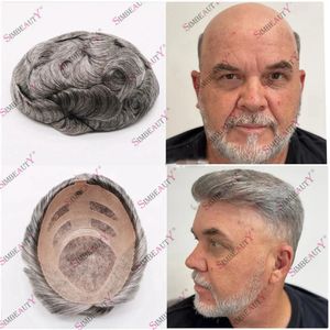 8x10 tum mäns Hairloss hårersättningssystem Hållbart NPU -mono Svetsat hårstycke Kapillär Protes Mens Wig Indian Hair