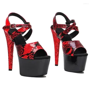 Sandals LAIJIANJINXIA 17CM/7Inch PU Upper Sexy Exotic Women Platform Fashion High Heels Pole Dancing Shoes 075