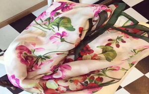 Märke Silk Scarf Pashmina For Women 2019 Summer Brand Floral Flower Long Scarvs Scarfs Wrap 180x90cm Shawls S2273502235