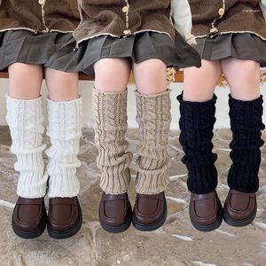Mulheres meias crianças inverno bonito jk lolita torção de malha longo bebê menina quente pé capa crochê bota punhos meias