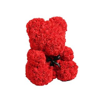 Funny Christmas Gift 25cm Valentine's Day Eternal Flower Rose Bear Ornamentl With Gift Box Limited Gift Christmas pendant By air