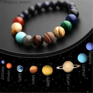 Charm Bracelets 2023 Eight Planets Bead Bracelet Men Natural Stone Universe Yoga Solar Chakra Bracelet for Women Men Jewelry Gifts Drop ShippingL231214