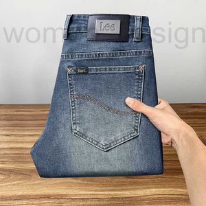 Men's Jeans designer luxury Lee dex High end Quality Autumn Slim Fit Elastic Fashion Brand Soft Casual Spring and Pants LTVS