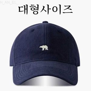 Ball Caps Big Head Baseball Cap Stickerei Eisbär XL Größe Sonnenblende Kappe Unisex Casual Einfarbige Fischer Kappe Frau Mann Strand Hut L231212