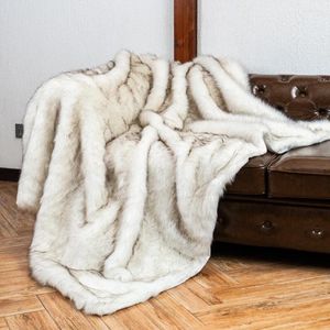 Blankets 220x150cm Faux-Fur Blanket Throw Sofa Bed Decorative Luxury Imitation White Fur Cover Bedspread