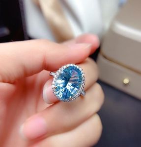 Handgjorda ovala 3CT Lab Aquamarine Promise Ring 925 Sterling Silver Engagement Wedding Band Rings for Women Bridal Finger Jewelry8631236