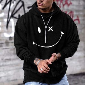 24sswind hoodie Men's Sports Loose Smiling Face tryckt långärmad tröja