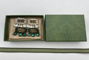 Med Box Diamond Stud Earrings White Green Large Pearl Earring Luxury Women Test Studs Girl Girl Gift Jewelry9708441