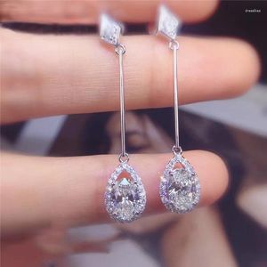 Ohrstecker Super Flash Simple Female Small Temperament Drop-Shaped Zircon All-Match Party Birthday Jewelry Gift