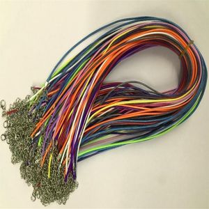 100pcs 16-18 inch mixed color adjustable 1 5mm korea waxed cotton necklace cords with lobster clasp and extension ch278C