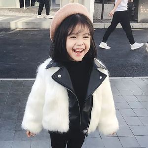 Cardigan Girls Fur Coat Jacket Cotton Outwear Overcoat 2023 Cute Warm Thicken Plus Velvet Winter Autumn Teenager Fuzzy Children s Clothin 231211