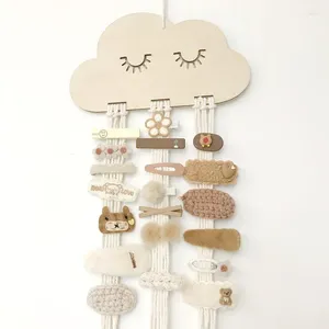 Dekorativa figurer Ins Nordic Style Cloud Baby Hair Clips Holder Wood Princess Hairpin Hairband Storage Pendant Diy Jewelry Organizer Wall