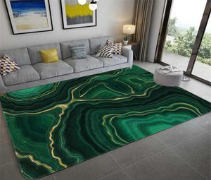 Abstract Marmor Green Bedroom Rug Agate Stone Texture Tryckt vardagsrum Stora flanellgolvmatta Area kaffebord 2106261041619