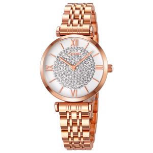 Women's fashion Star Diamond Solid stainless steel trend quartz watch with waterproof