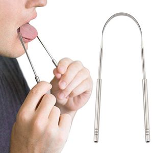 Stainless Steel Tongue Scraper Brush Cleaning Scrapers Oral Care Keep Fresh Breath Improve Oral Hygiene Tongues Cleaner Tools w1477