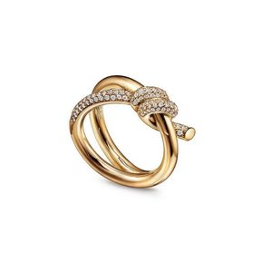 Bandringe Designer Ring Damen Seilknoten Luxus mit Diamanten Moderinge für Frauen Klassischer Schmuck 18 Karat vergoldet Rose Hochzeit Dr Dhlhj