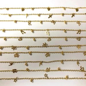 Anklets Random 9Pcs/lot Butterfly Heart Star Cross Gold Color Stainless Steel Anklets For Women Indian Jewelry Summer Beach-Barefoot 231211