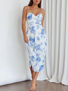 Casual Dresses Women's Floral Print Sleeveless Maxi Dress for Summer Parties och Beach Clubwear Stylish Elegant Y2K-inspirerad gunga