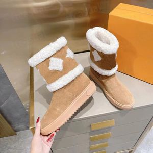 Designer mulheres neve bota de neve plana tornozelo botas moda lã impressa sola de borracha clássico martin botas de alta qualidade senhoras inverno neve meia bota sapatos quentes tamanho 35-41