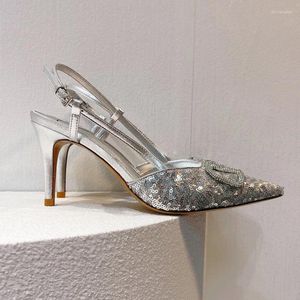 Sandaler v Signatur Sexig fotled Rem Guldad Women Party Nightclub Stripper Heels High Quality Point Toe Wedding Shoe