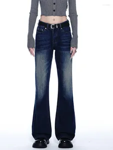 Kvinnors jeans ueteey mörkblå hög midja bred ben baggy byxor streetwear byxor y2k mode 2023 vintage denim rak