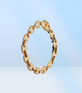 paper clip coffee bean Lock Clasp Link 78 Inch Bracelet Iced Out Zircon Bling Hip hop Men Jewelry Gift beaded charms bracelets2230230