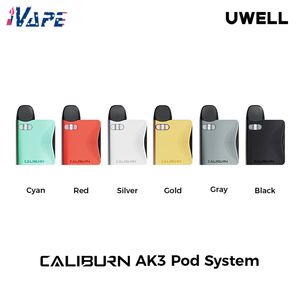 Uwell Caliburn AK3 Pod Sistem Kiti 520mAh Pil 2.0ml Kişeli 1.0ohm A3 Doldurulabilir Kartuş Üst Doldurulabilir Taşınabilir Buharlaştırıcı Cihaz