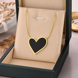 Catene in acciaio inossidabile asimmetrico a forma di cuore con pendente leggero di lusso scuro Collana in titanio Gioielli di moda da donna