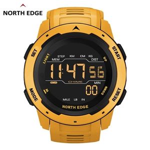 NORTH EDGE Men Digital Watch Men's Sports es Dual Time Pedometer Alarm Clock Waterproof 50M Military 220212343T